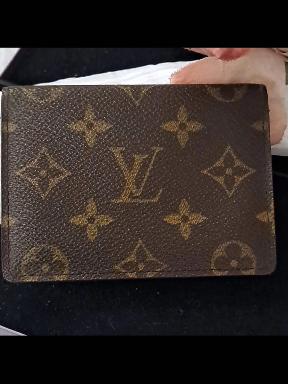 Louis Vuitton Brown/Tan Textured Leather Card Sleeve / holder Unisex